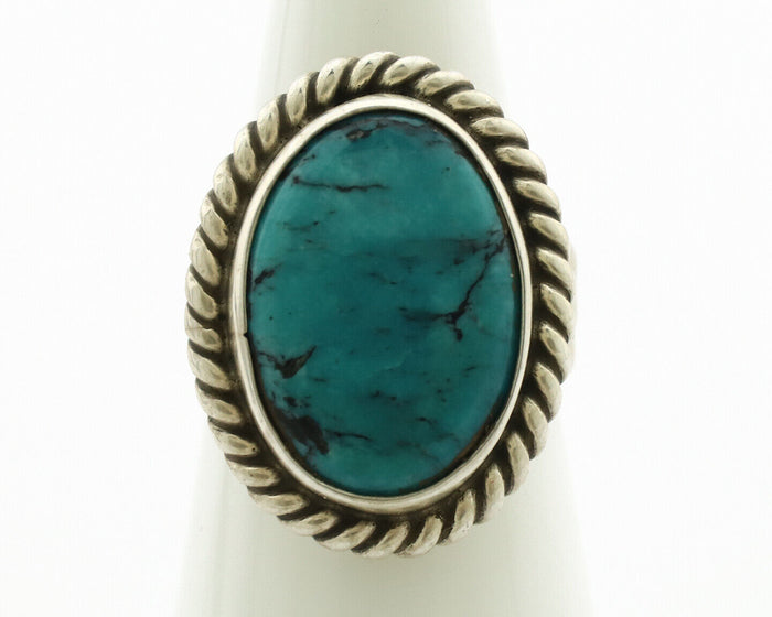 Navajo Ring .925 Silver Natural Blue Turquoise Native American Artist C.1980's
