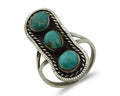 Navajo Ring .925 Silver Natural Blue Turquoise Native American Artist C.80's