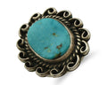 Navajo Ring 925 Silver Natural Blue Turquoise Native American Artist C.80's