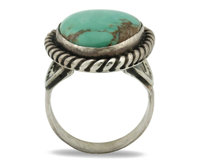Navajo Ring .925 Silver Natural Blue Turquoise Native American Artist C.80's