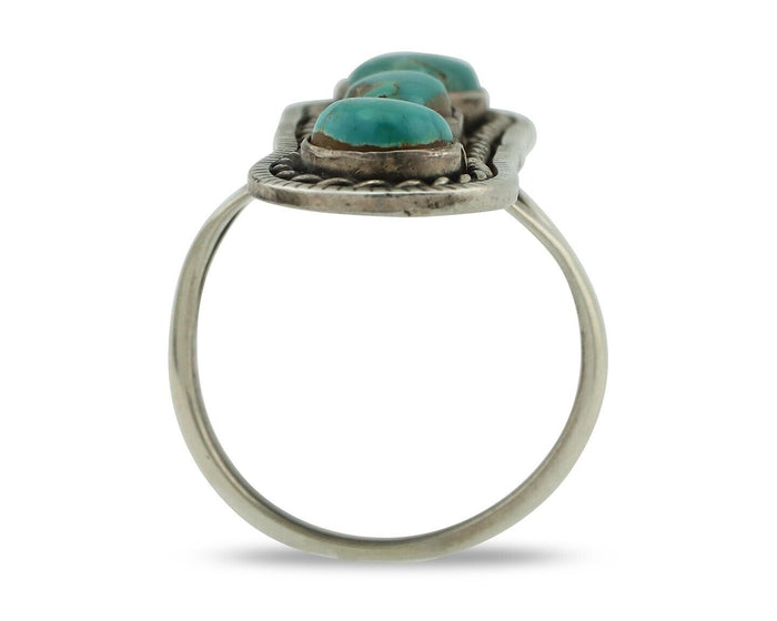 Navajo Ring .925 Silver Natural Blue Turquoise Native American Artist C.80's