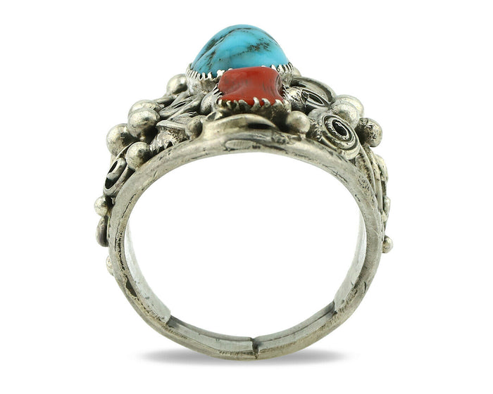 Navajo Ring .925 Silver Natural Blue Turquoise Native American Artist C.80's