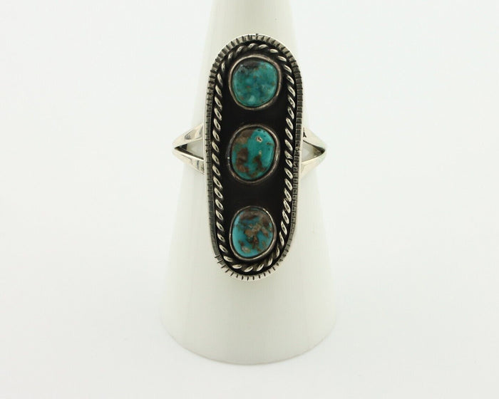 Navajo Ring .925 Silver Natural Blue Turquoise Native American Artist C.80's
