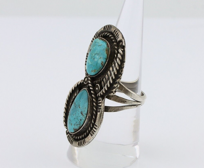 Navajo Ring 925 Silver Natural Blue Turquoise Native American Artist C.80's