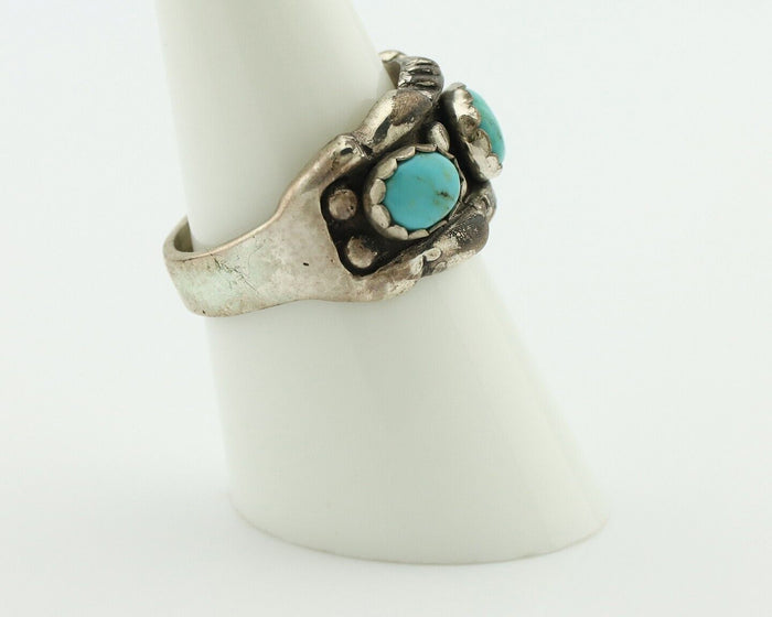 Navajo Ring .925 Silver Natural Blue Turquoise Native American Artist C.80's