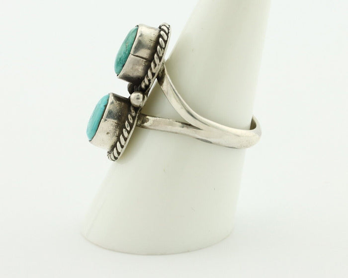 Navajo Ring 925 Silver Natural Blue Turquoise Native Artist Signed AG C.80's