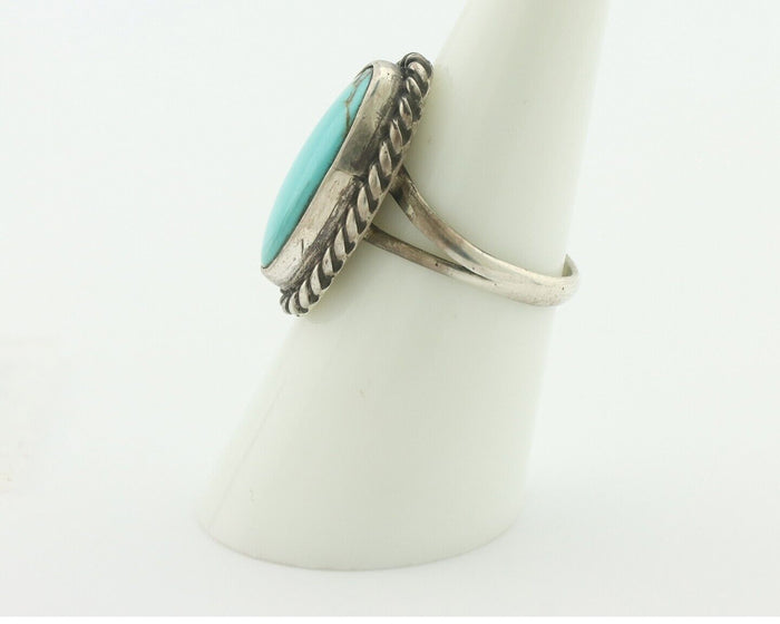 Navajo Ring 925 Silver Natural Blue Turquoise Signed M Montoya C.80's