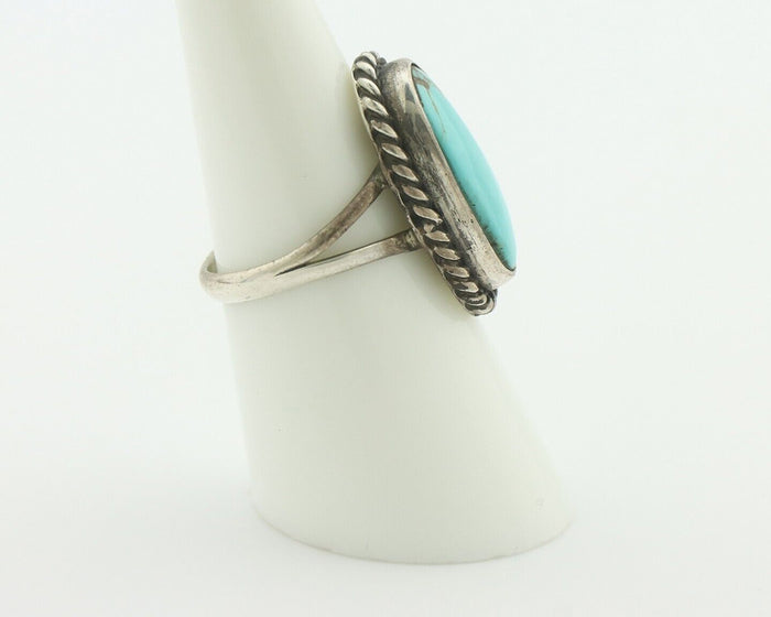 Navajo Ring 925 Silver Natural Blue Turquoise Signed M Montoya C.80's