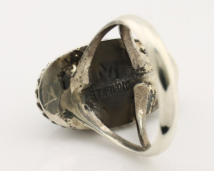 Navajo Ring 925 Silver Natural Kingman Turquoise Artist Signed M Montoya C.80's