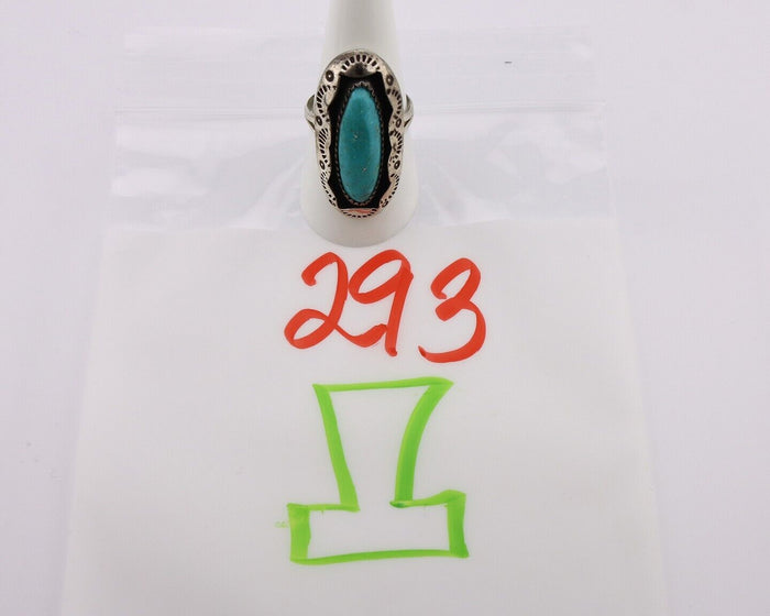 Navajo Ring 925 Silver Natural Kingman Turquoise Native American Artist C.80's