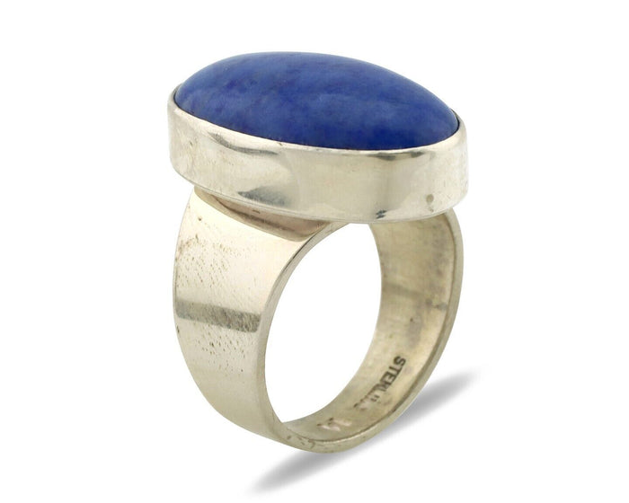 Navajo Ring 925 Silver Natural Lapis Artist Signed Wilbur Musket Jr C.80's