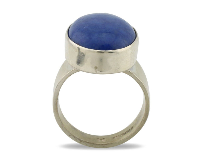 Navajo Ring 925 Silver Natural Lapis Artist Signed Wilbur Musket Jr C.80's