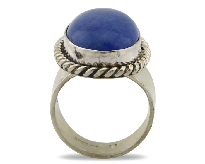 Navajo Ring 925 Silver Natural Lapis Artist Signed Wilbur Musket Jr C.80's