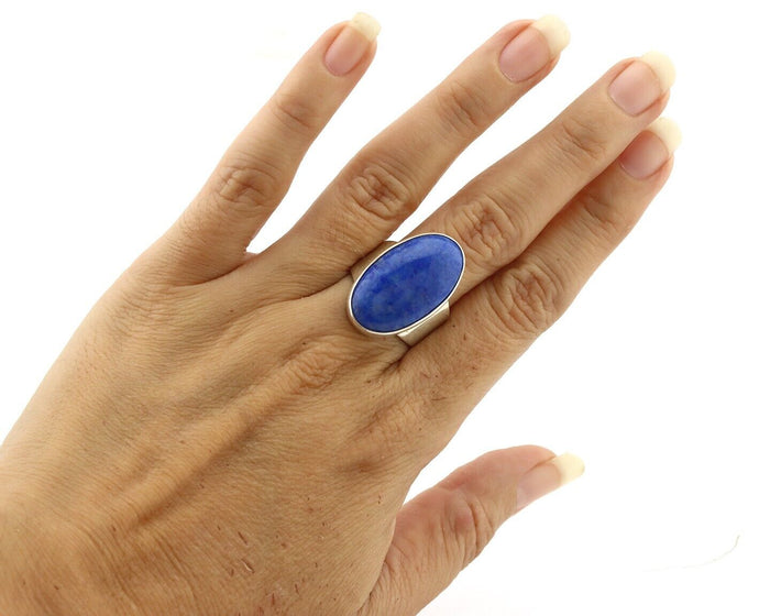 Navajo Ring 925 Silver Natural Lapis Artist Signed Wilbur Musket Jr C.80's