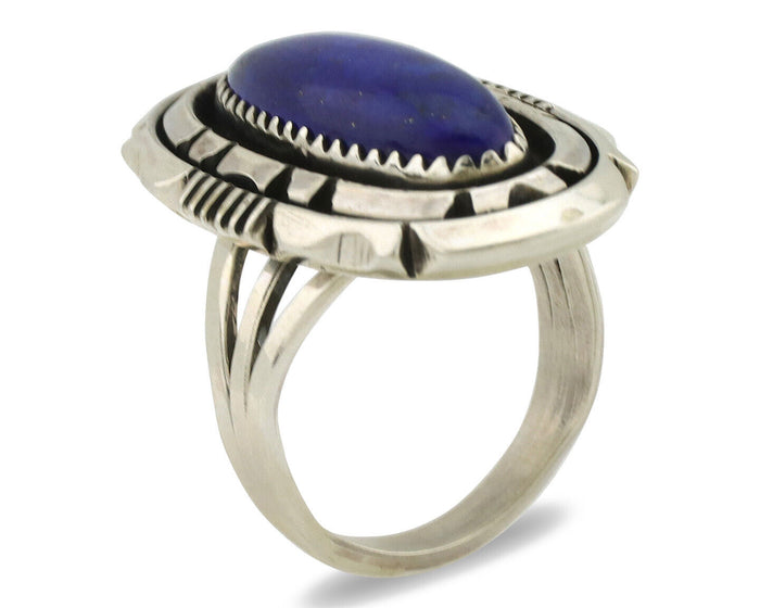 Navajo Ring 925 Silver Natural Lapis Lazuli Artist Signed William Denetdale C80s