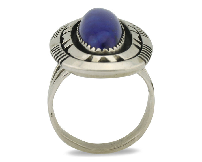 Navajo Ring 925 Silver Natural Lapis Lazuli Artist Signed William Denetdale C80s