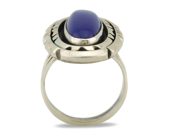 Navajo Ring 925 Silver Natural Lapis Lazuli Artist Signed William Denetdale C80s