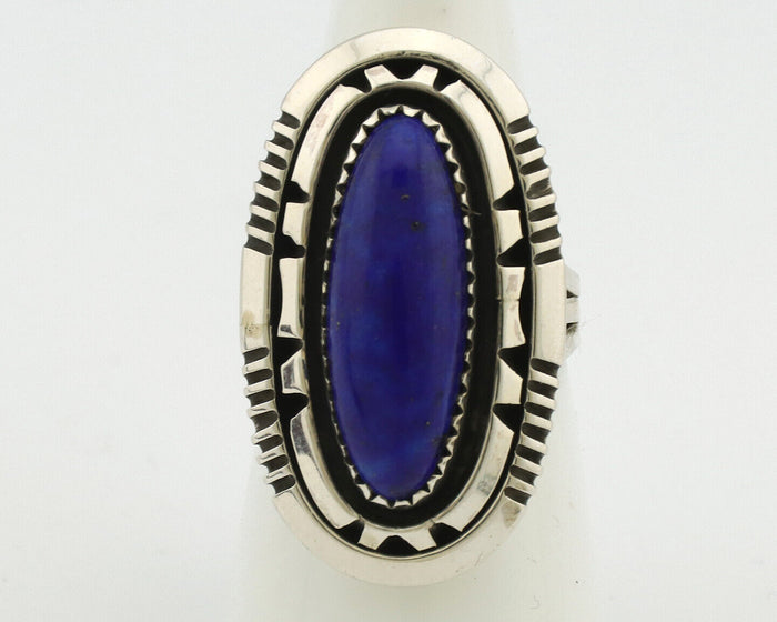 Navajo Ring 925 Silver Natural Lapis Lazuli Artist Signed William Denetdale C80s