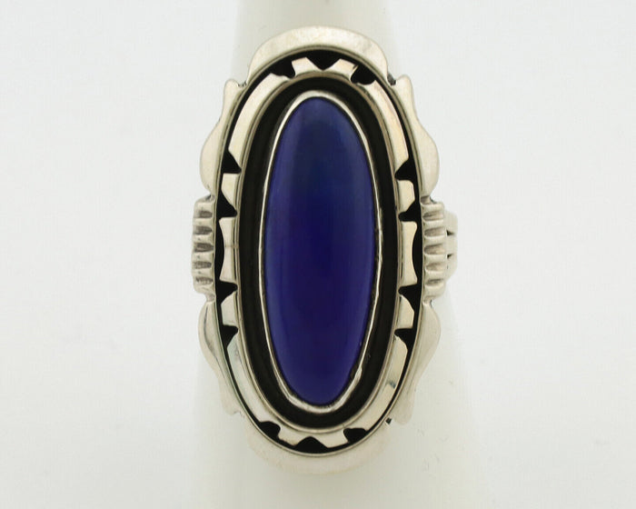 Navajo Ring 925 Silver Natural Lapis Lazuli Artist Signed William Denetdale C80s