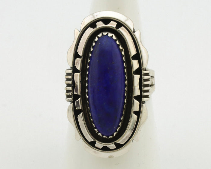Navajo Ring 925 Silver Natural Lapis Lazuli Artist Signed William Denetdale C80s