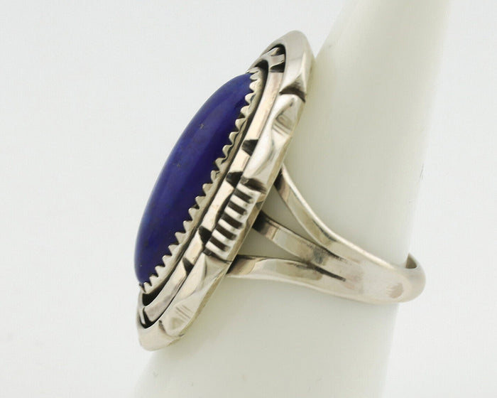 Navajo Ring 925 Silver Natural Lapis Lazuli Artist Signed William Denetdale C80s