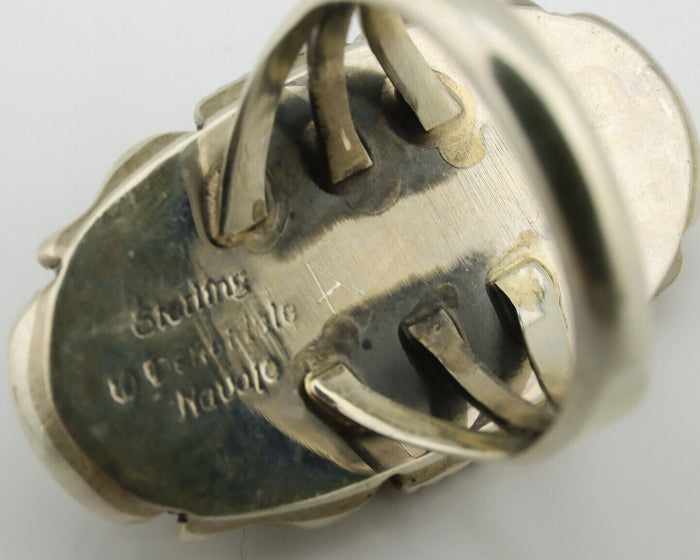 Navajo Ring 925 Silver Natural Lapis Lazuli Artist Signed William Denetdale C80s