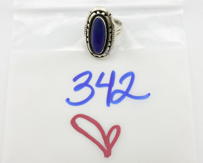 Navajo Ring 925 Silver Natural Lapis Lazuli Artist Signed William Denetdale C80s