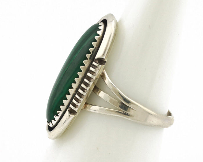 Navajo Ring 925 Silver Natural Malachite Artist Signed William Denetdale C.80's