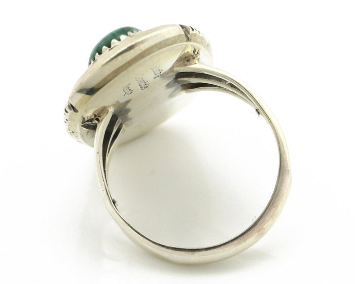 Navajo Ring 925 Silver Natural Malachite Artist Signed William Denetdale C.80's