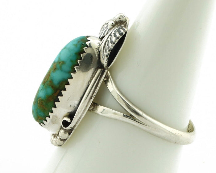 Navajo Ring .925 Silver Natural Mined Royston Turquoise Artist Signed SN C.80's