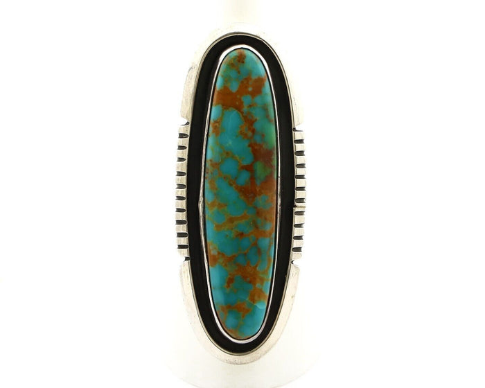 Navajo Ring 925 Silver Natural Mined Spiderweb Turquoise Artist Signed USA C.80s
