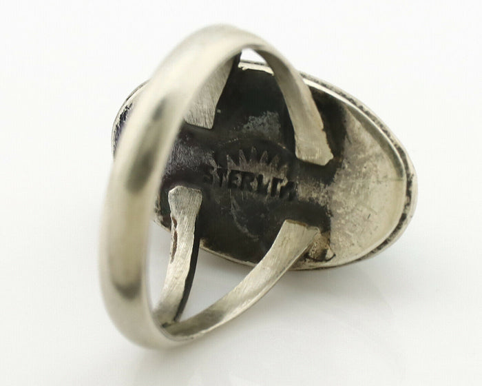 Navajo Ring .925 Silver Natural Mined Turquoise Artist Signed C.80's