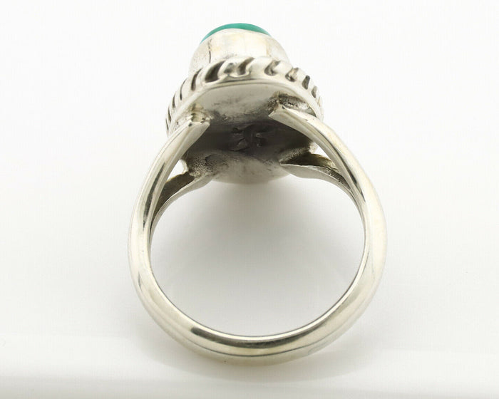 Navajo Ring .925 Silver Natural Mined Turquoise Artist Signed Gecko C.80's