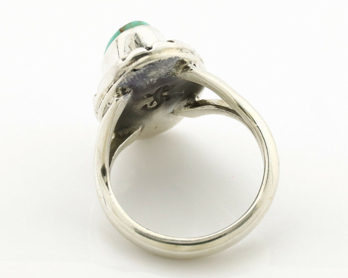 Navajo Ring .925 Silver Natural Mined Turquoise Artist Signed Gecko C.80's