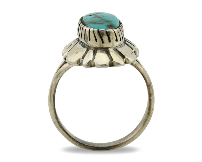 Navajo Ring .925 Silver Natural Mined Turquoise Artist Signed M Montoya C.80's