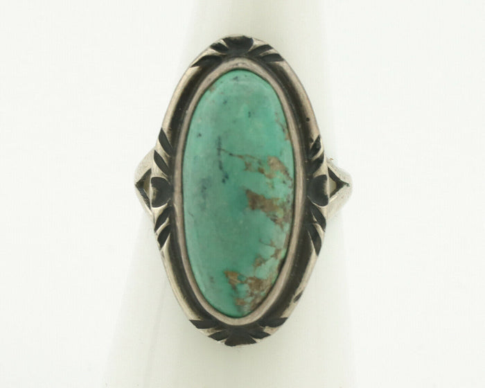Navajo Ring .925 Silver Natural Turquoise Artist Signed Native American C.80's