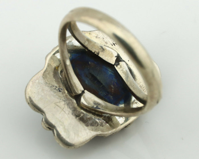 Navajo Ring .925 Silver Natural Turquoise Native American Artist C.80's