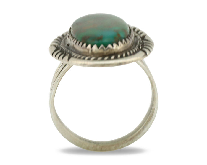 Navajo Ring .925 Silver Nevada Turquoise Artist Signed M Begay C.1980's
