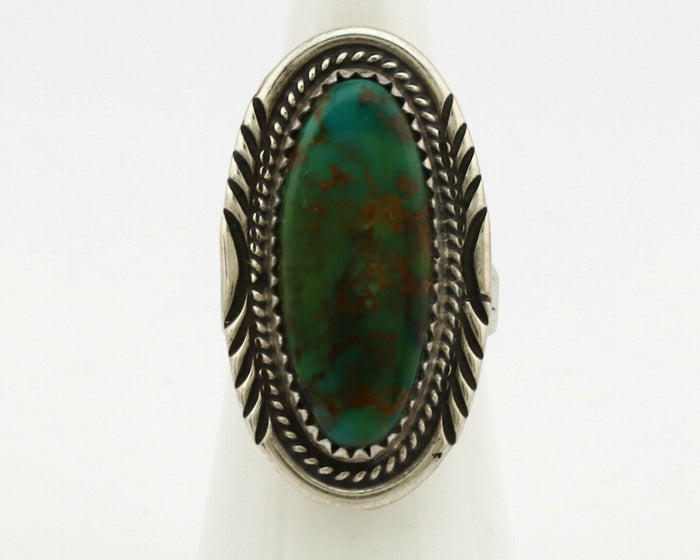 Navajo Ring .925 Silver Nevada Turquoise Artist Signed M Begay C.1980's