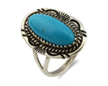 Navajo Ring .925 Silver Sleeping Beauty Turquoise Artist Signed Anna Begay C80s
