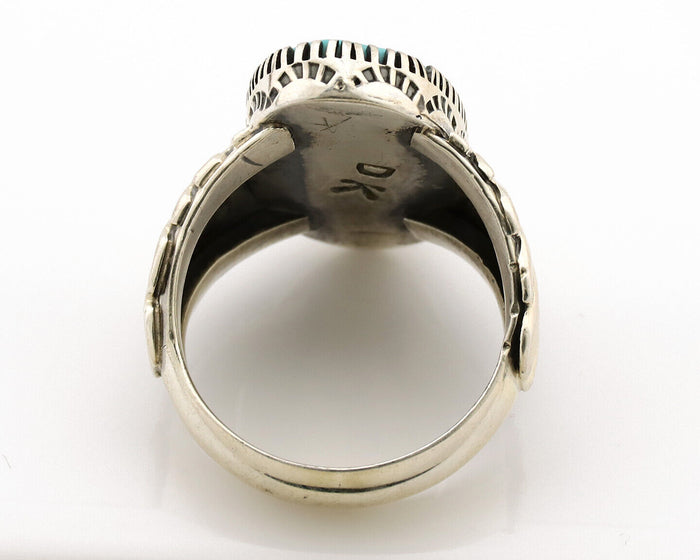 Navajo Ring .925 Silver Sleeping Beauty Turquoise Artist Signed DK C.80's