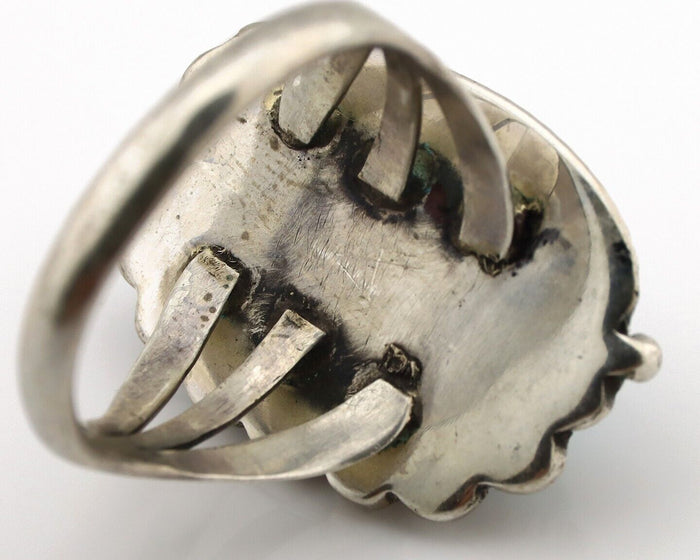 Navajo Ring .925 Silver Sleeping Beauty Turquoise Native American Artist C.80's