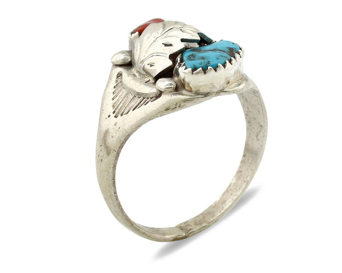 Navajo Ring .925 Silver Sleeping Beauty Turquoise Native Artist C.1980's