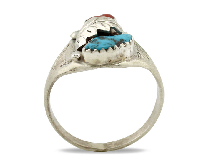 Navajo Ring .925 Silver Sleeping Beauty Turquoise Native Artist C.1980's