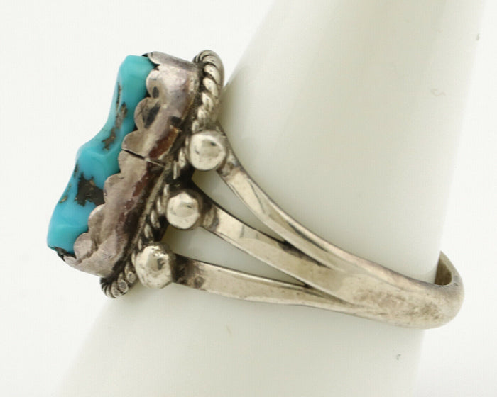 Navajo Ring .925 Silver Sleeping Beauty Turquoise Native Artist C.1980's