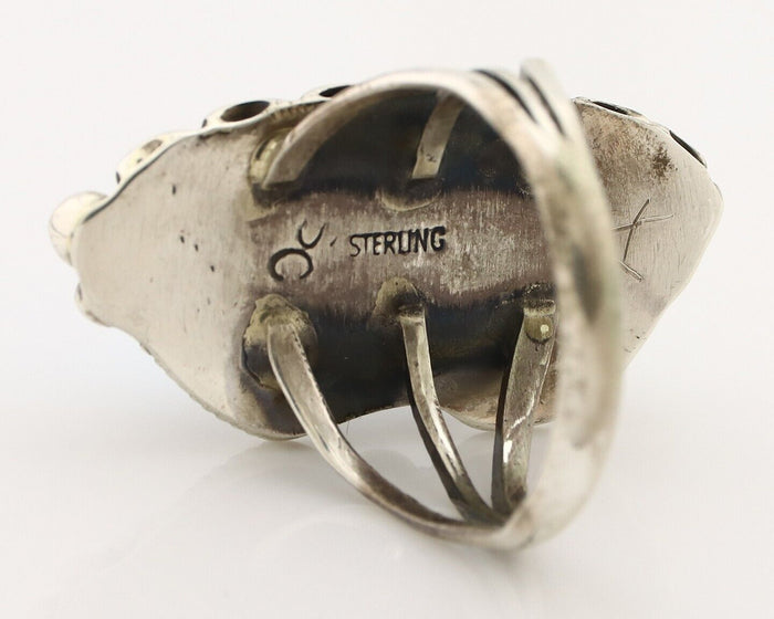 Navajo Ring 925 Silver Sleeping Beauty Turquoise Signed SC C.80's