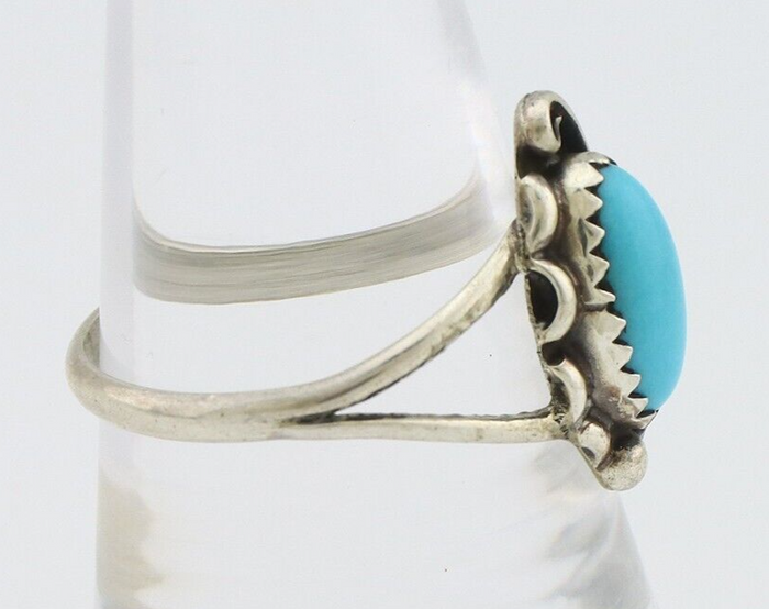 Navajo Ring 925 Silver Sleeping Beauty Turquoise Signed SkyStone Creations C80s