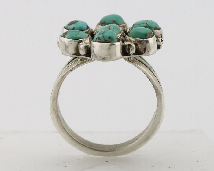 Navajo Ring 925 Silver Spiderweb Turquoise Artist Signed LP C.80's