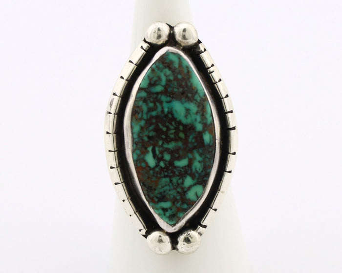 Navajo Ring 925 Silver Spiderweb Turquoise Artist Signed MP C.80's