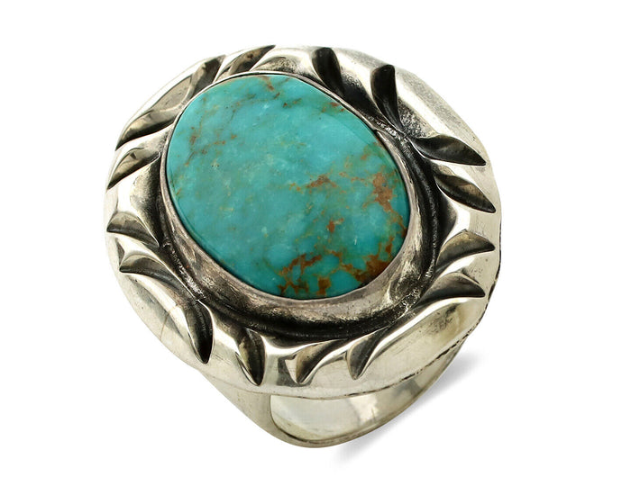 Navajo Ring 925 Silver Turquoise Mountain Artist Signed C Montoya C.80's
